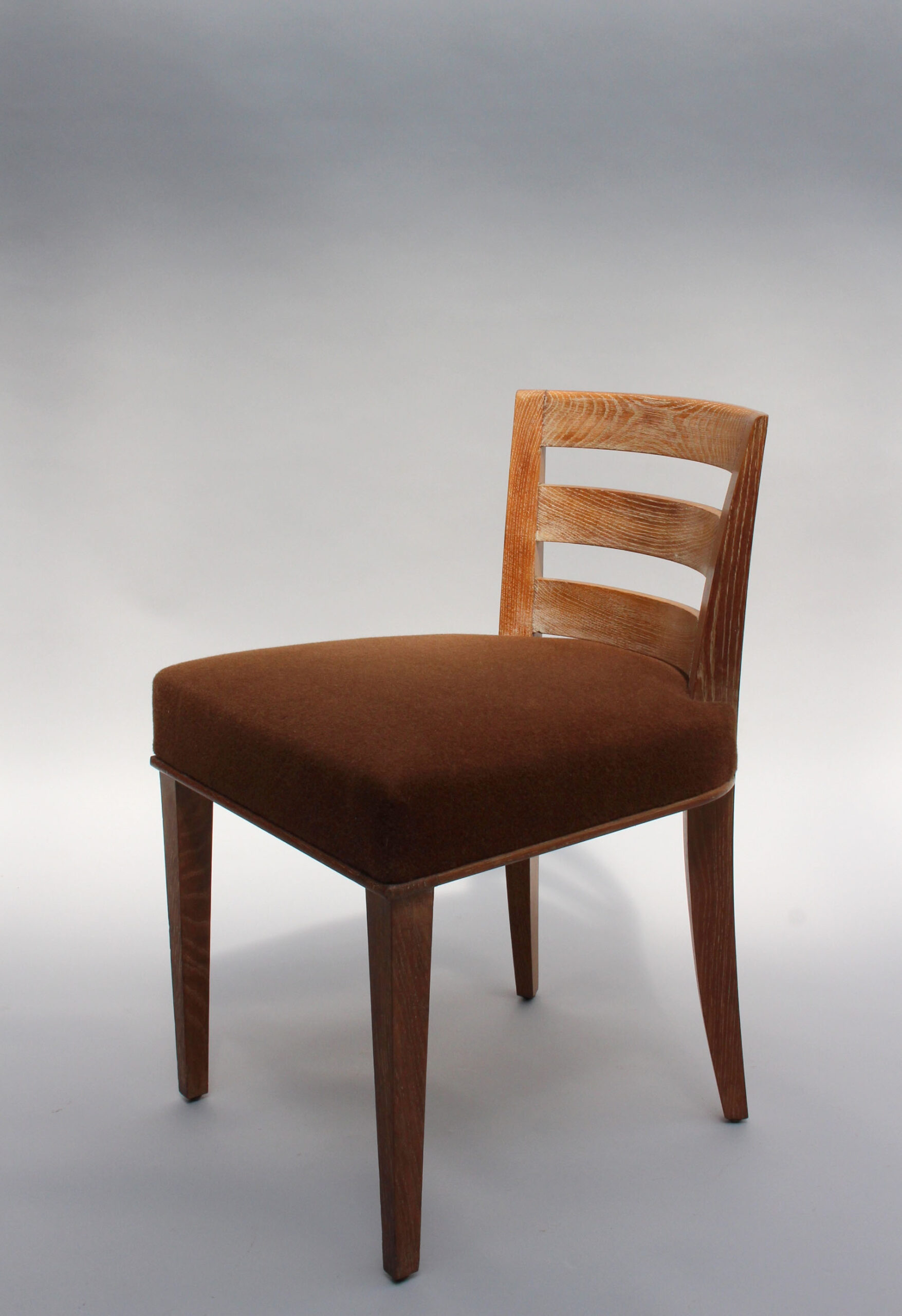 Pair of French Art Deco Lime Oak Side Chairs by Dominique - Image 7
