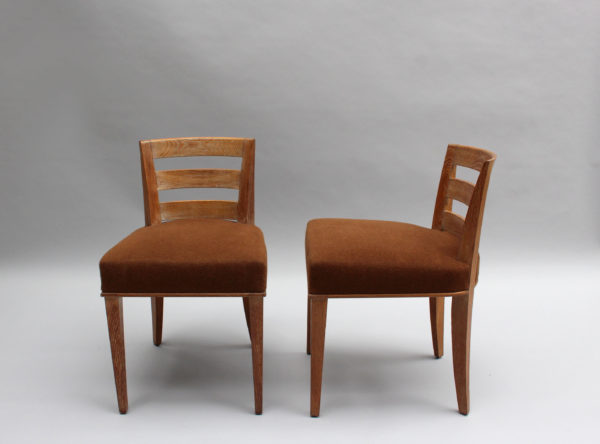 Pair of French Art Deco Lime Oak Side Chairs by Dominique - Image 5