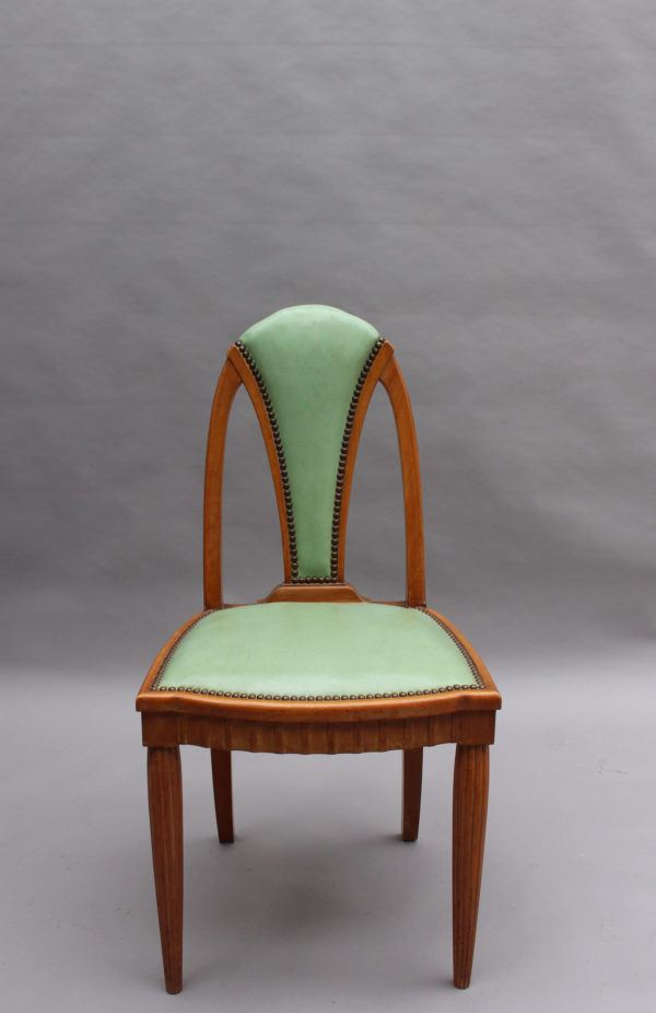 Set of Eight Fine French Art Nouveau Beech Dining Chairs - Image 2