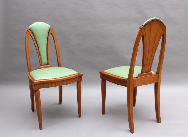 Set of Eight Fine French Art Nouveau Beech Dining Chairs - Image 8