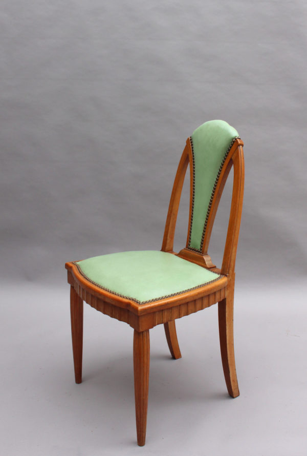 Set of Eight Fine French Art Nouveau Beech Dining Chairs - Image 3