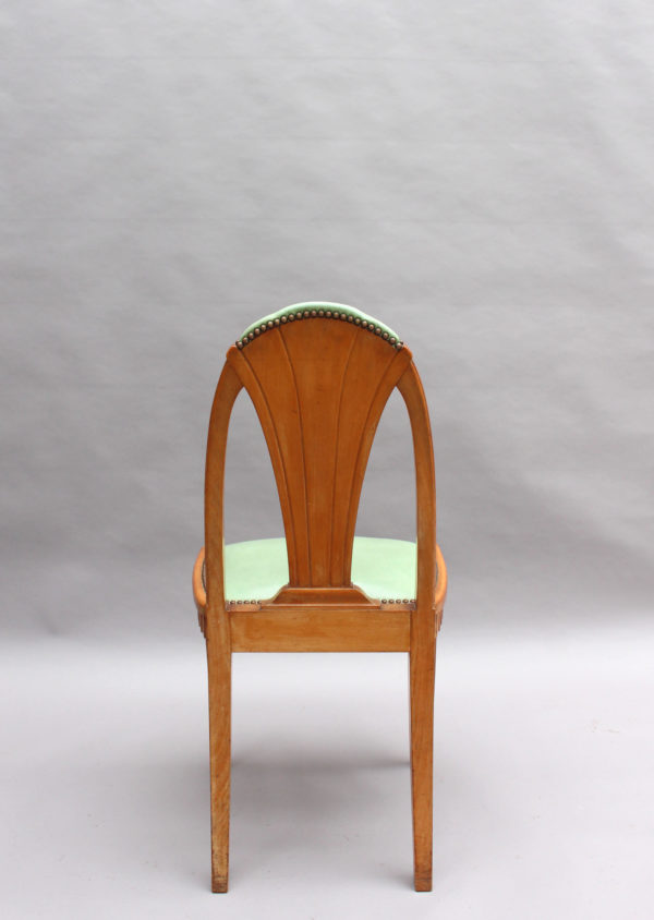 Set of Eight Fine French Art Nouveau Beech Dining Chairs - Image 6