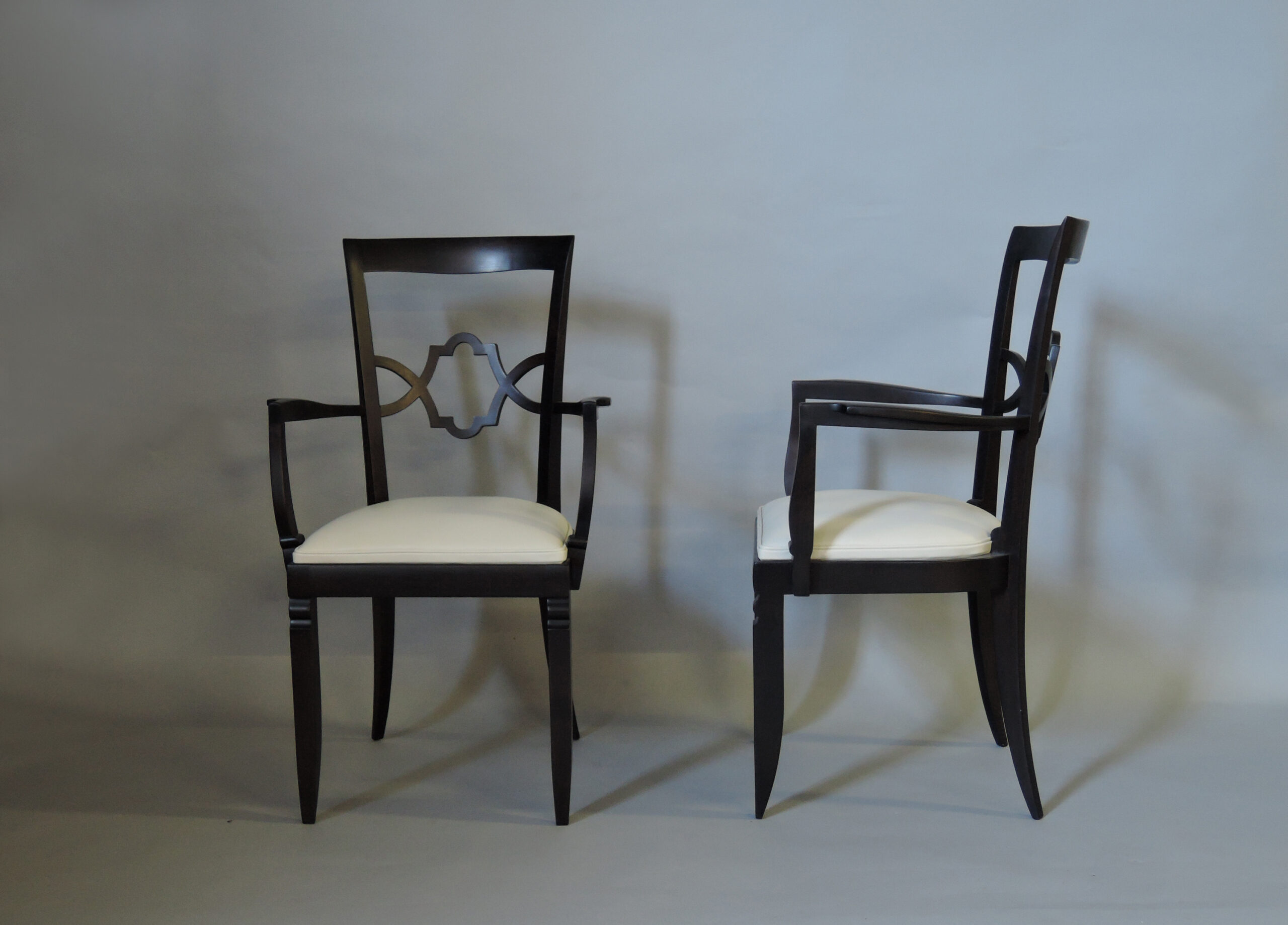 Set of 12 French Art Deco Side and Two-Arm Dining Chairs - Image 2