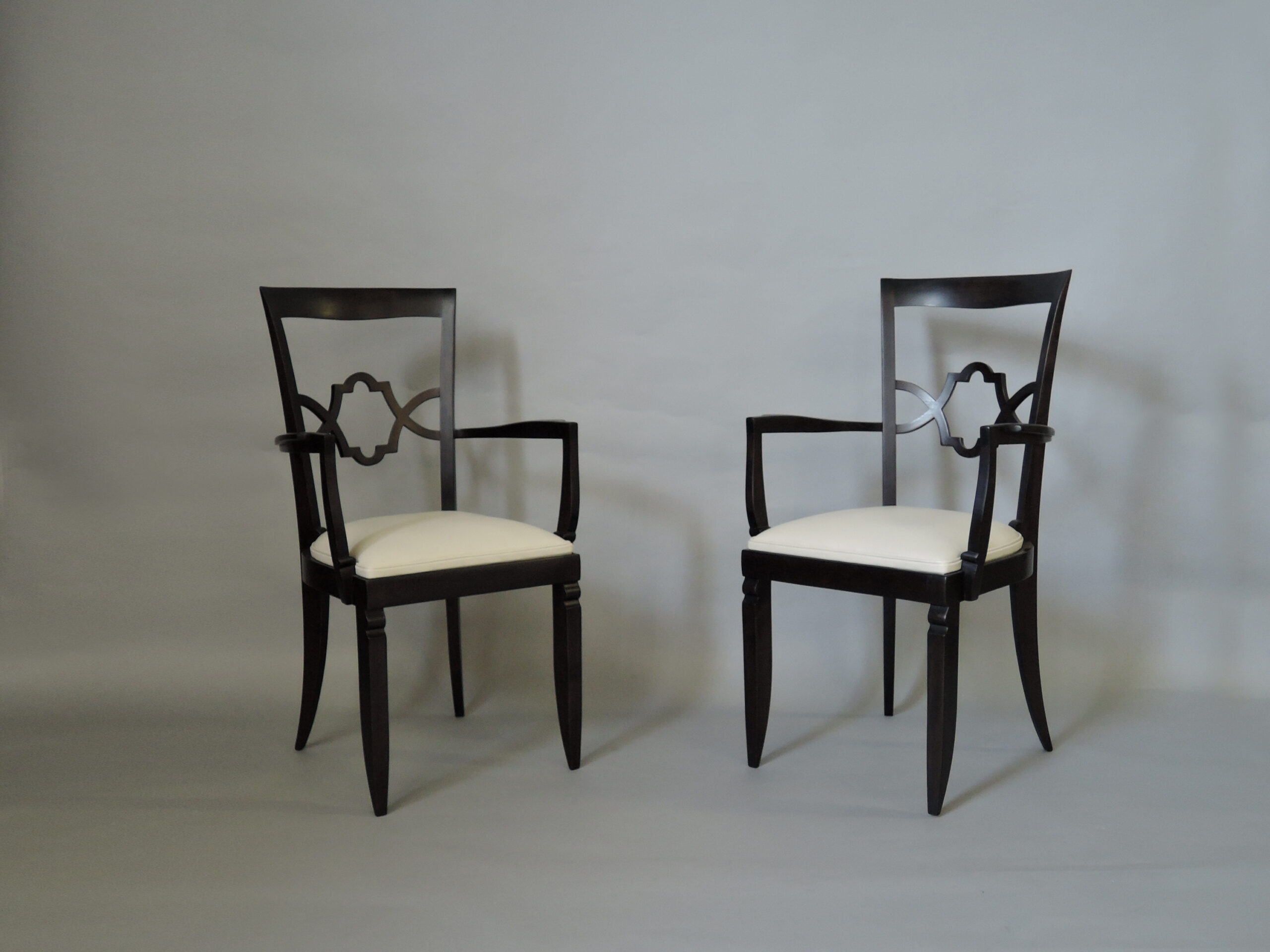 Set of 12 French Art Deco Side and Two-Arm Dining Chairs - Image 4