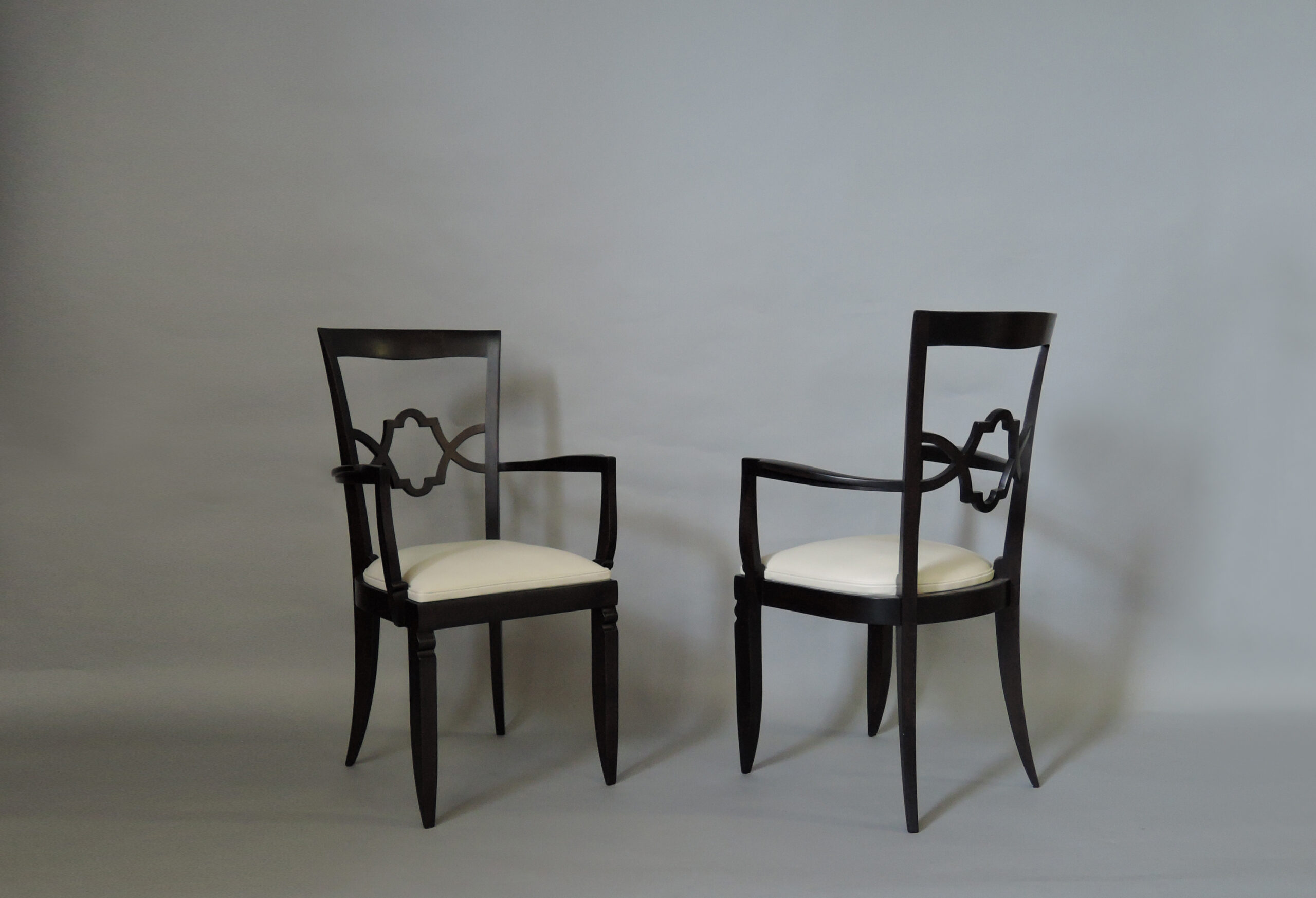 Set of 12 French Art Deco Side and Two-Arm Dining Chairs - Image 6
