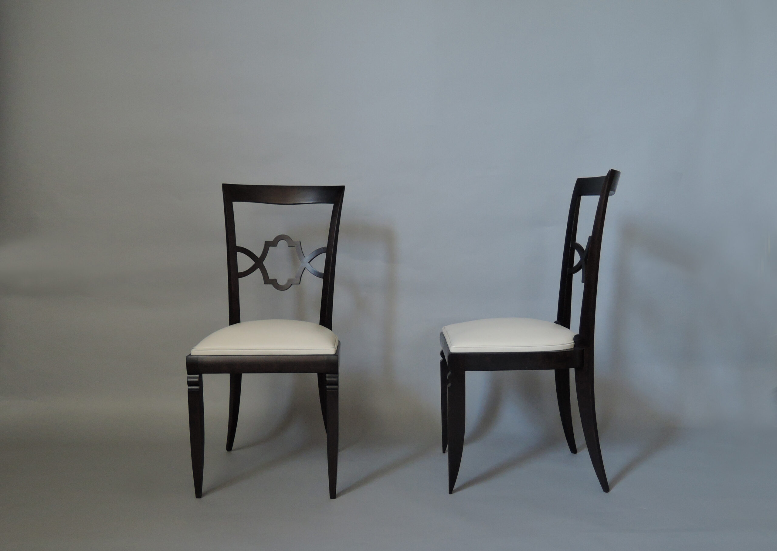 Set of 12 French Art Deco Side and Two-Arm Dining Chairs - Image 3