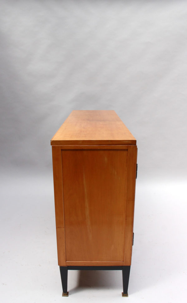 Swiss Midcentury Pear Wood and Parchment Three Door Buffet - Image 8