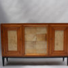 Swiss Midcentury Pear Wood and Parchment Three Door Buffet
