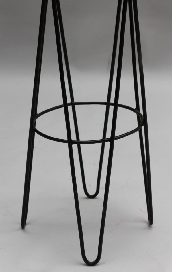 3 French 1950's Black Metal and Rattan Bar Stools - Image 9