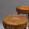 3 French 1950's Black Metal and Rattan Bar Stools