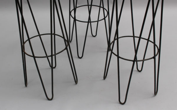 3 French 1950's Black Metal and Rattan Bar Stools - Image 8