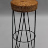 3 French 1950's Black Metal and Rattan Bar Stools