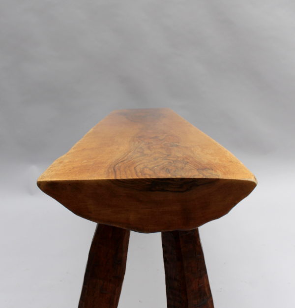 French 1950s Rectangular Solid Walnut Table and Two Matching Benches - Image 4