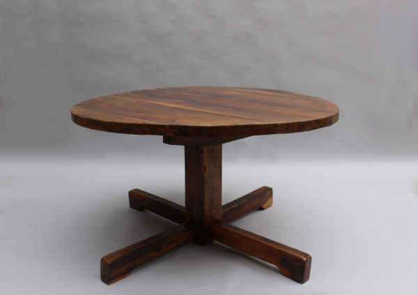 A French 1950's Solid Olive Tree Round Pedestal Dining/Center Table - Image 9