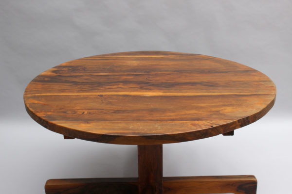 A French 1950's Solid Olive Tree Round Pedestal Dining/Center Table - Image 4