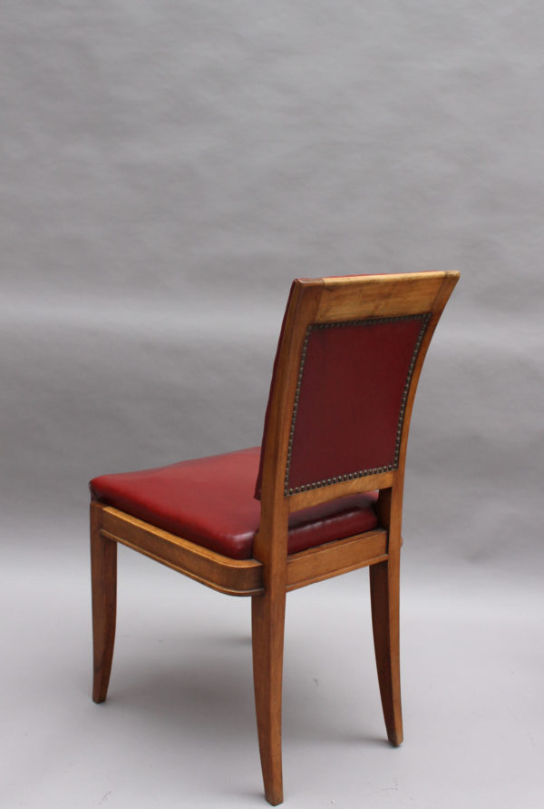 Set of Six Fine French Art Deco Walnut Dining Chairs by Maxime Old - Image 5