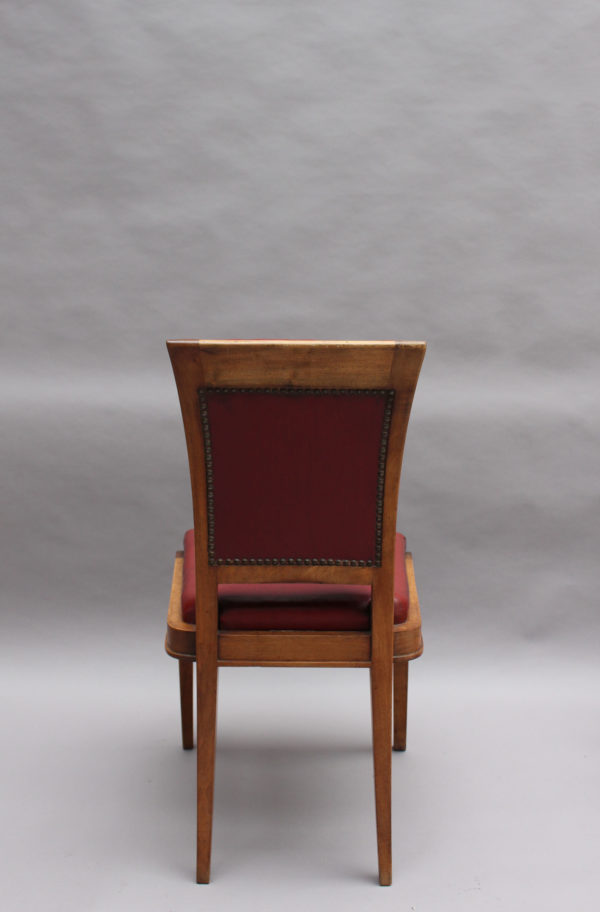 Set of Six Fine French Art Deco Walnut Dining Chairs by Maxime Old - Image 6