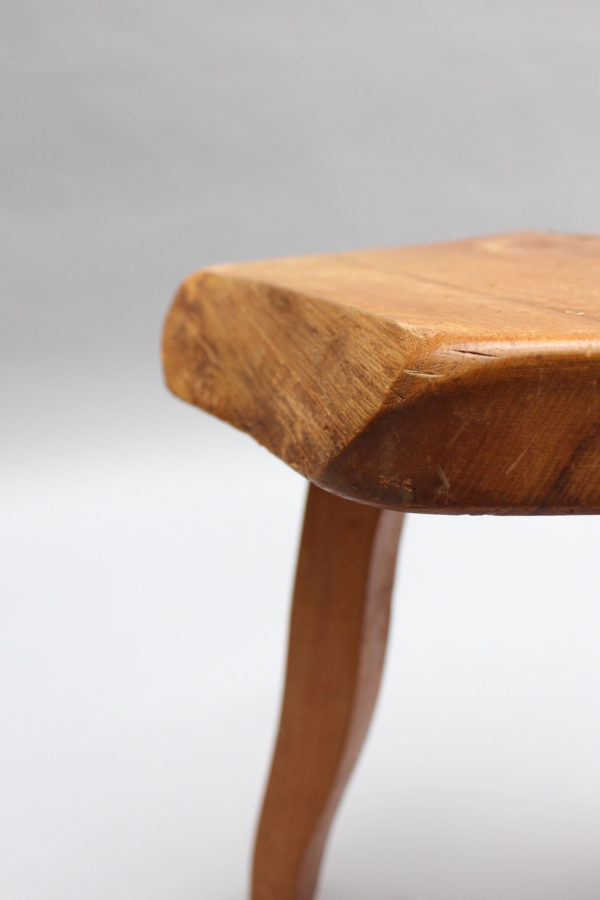 Two French 1950s Oak Tripod Stools - Image 8