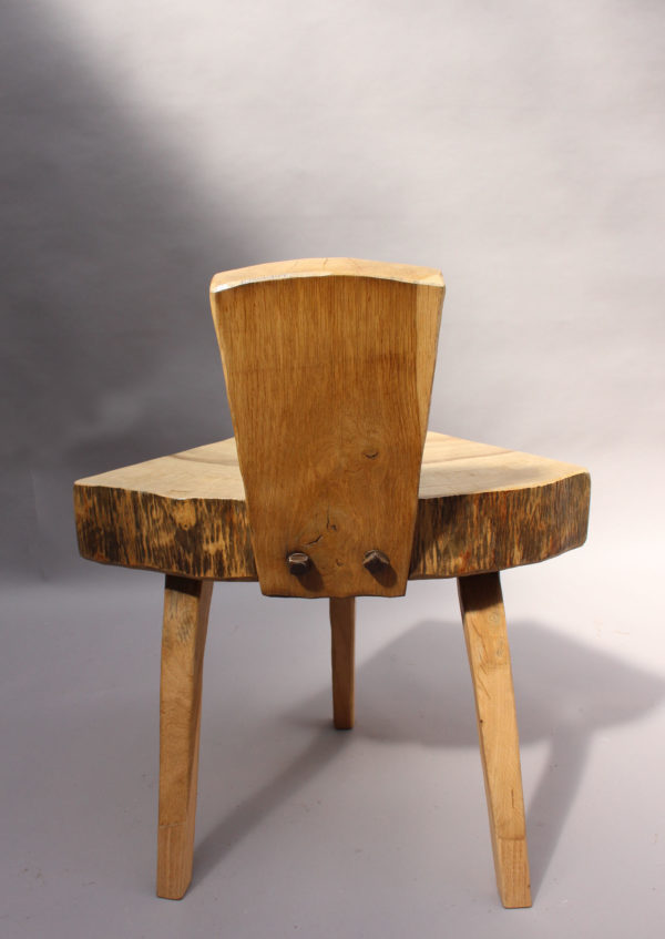 4 French 1950's Organic "Tree Trunk Slice" Oak Chairs - Image 10