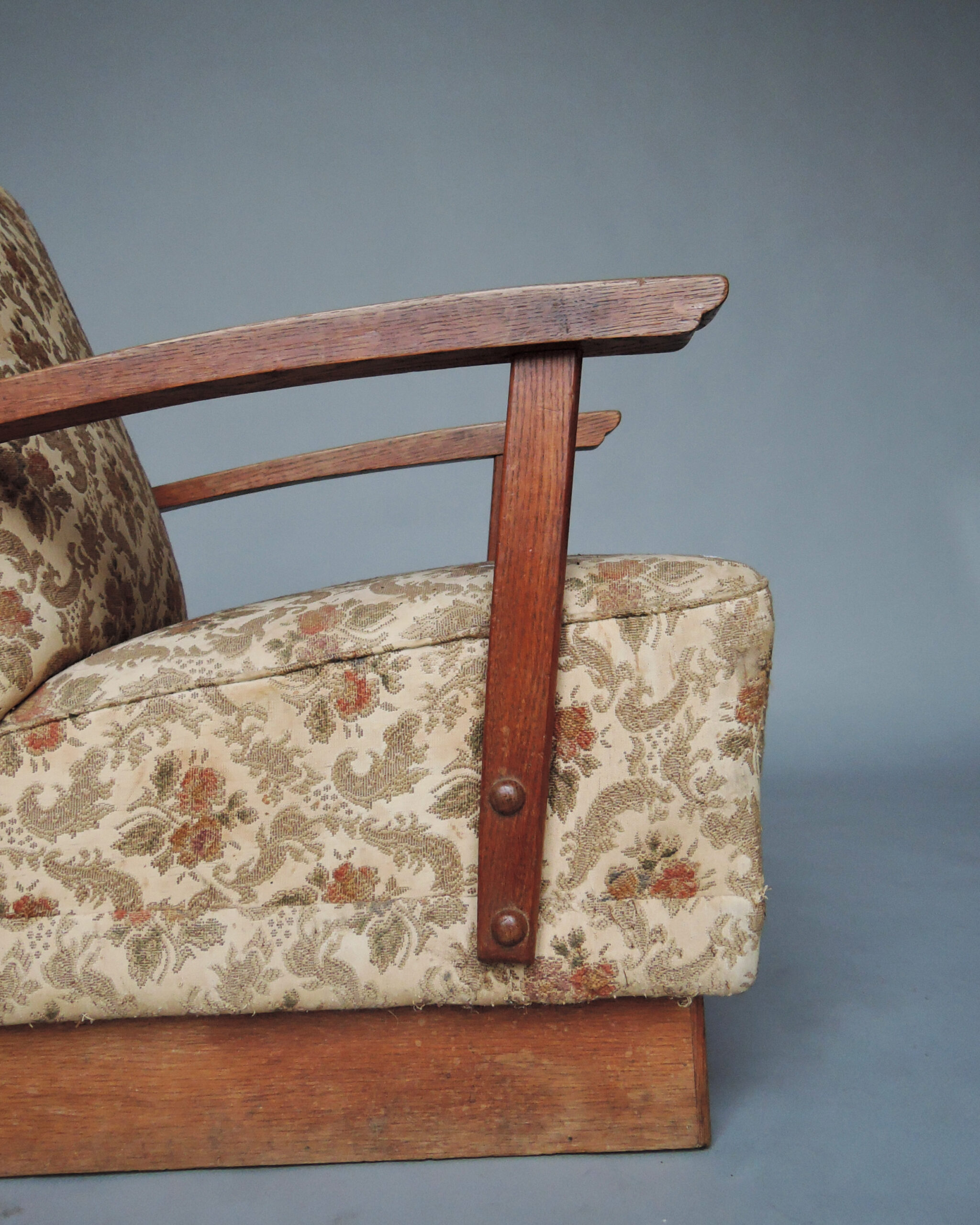 2 Fine French Art Deco Oak Pedestal Lounge Armchairs - Image 15