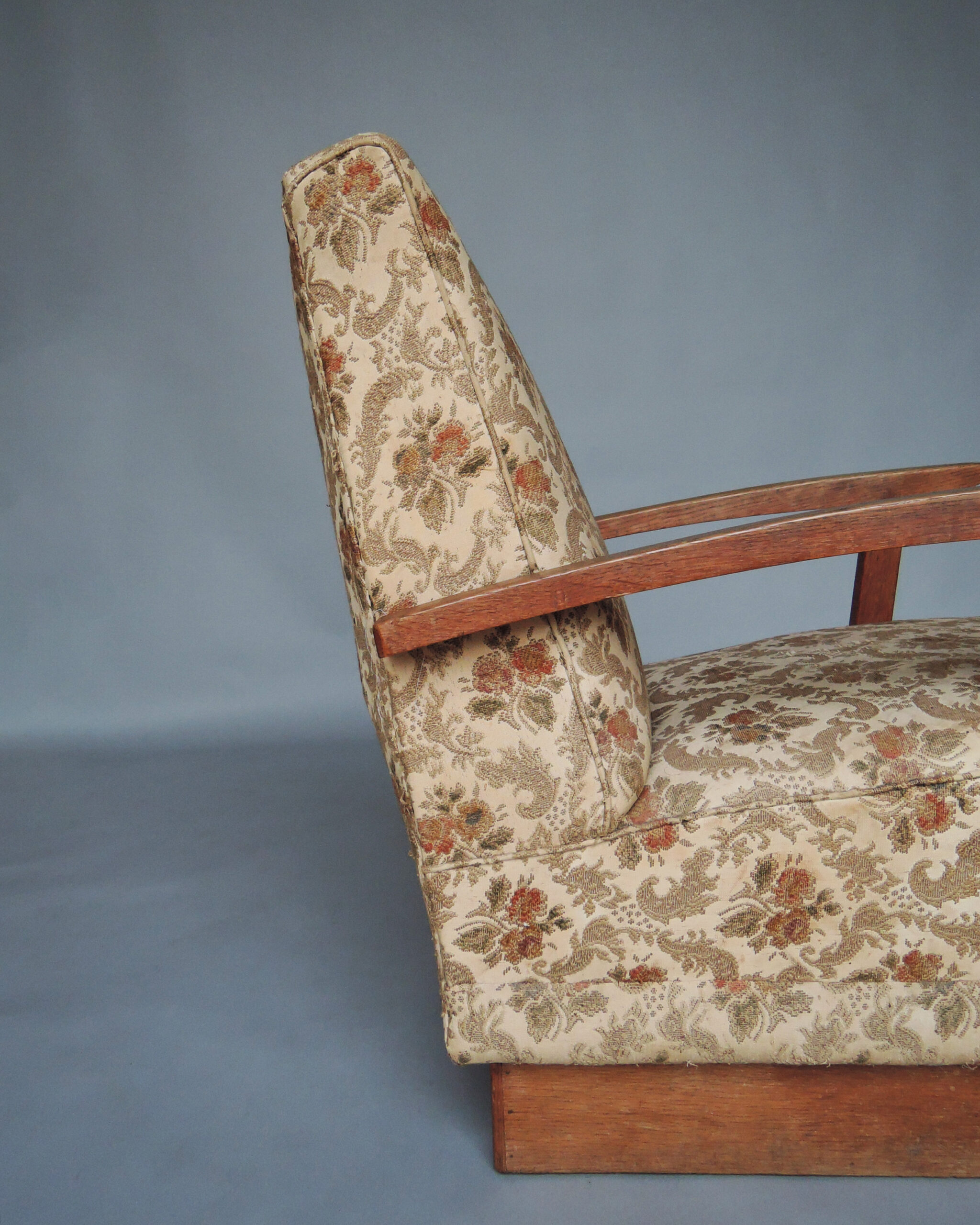 2 Fine French Art Deco Oak Pedestal Lounge Armchairs - Image 14