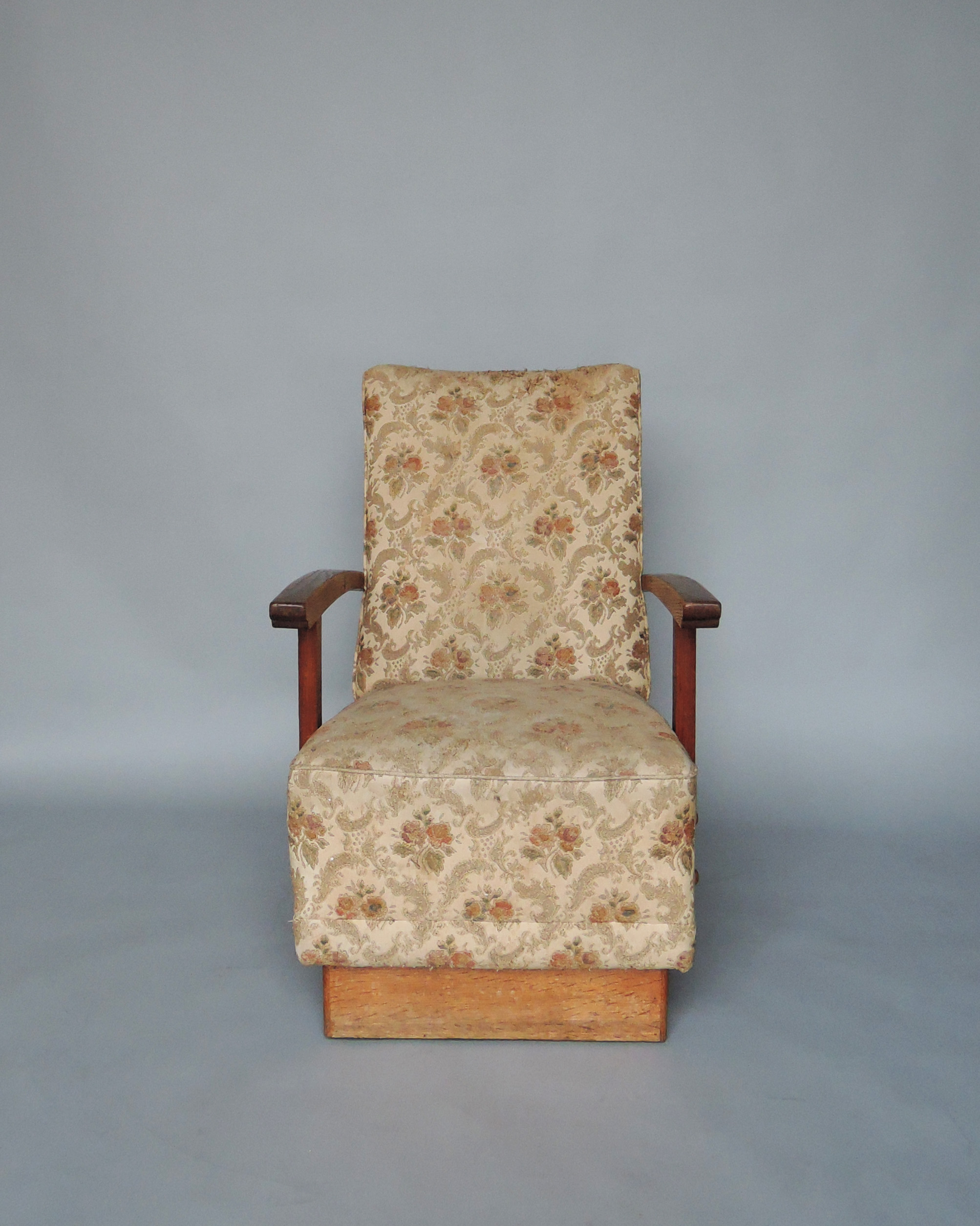 2 Fine French Art Deco Oak Pedestal Lounge Armchairs - Image 5