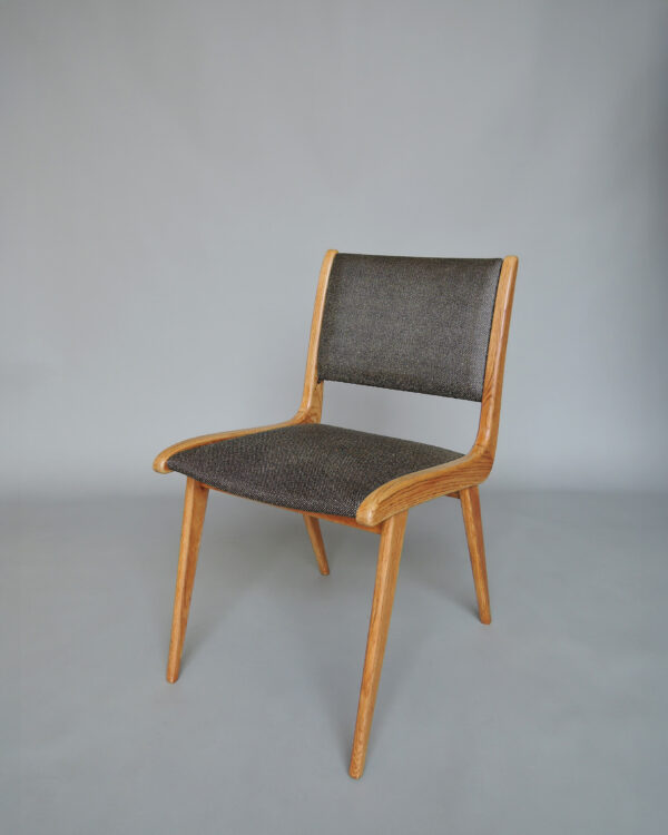 Set of 6 French Mid-Century Oak Dining Chairs by Roset - Image 3