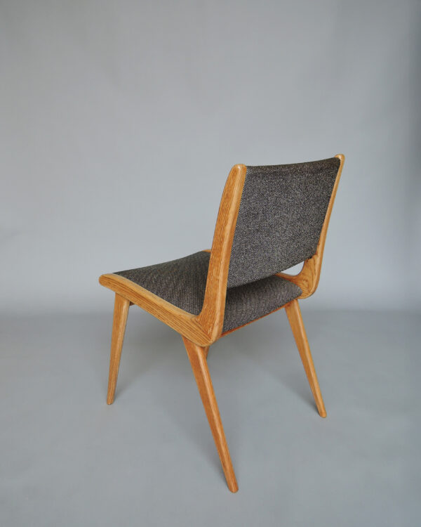 Set of 6 French Mid-Century Oak Dining Chairs by Roset - Image 5