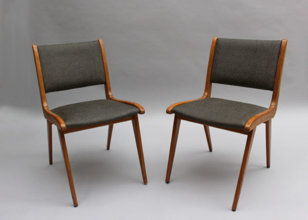 Set of 6 French Mid-Century Oak Dining Chairs by Roset - Image 2