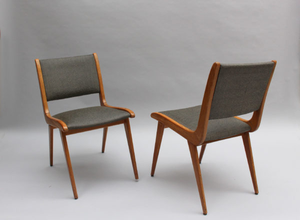 Set of 6 French Mid-Century Oak Dining Chairs by Roset - Image 3