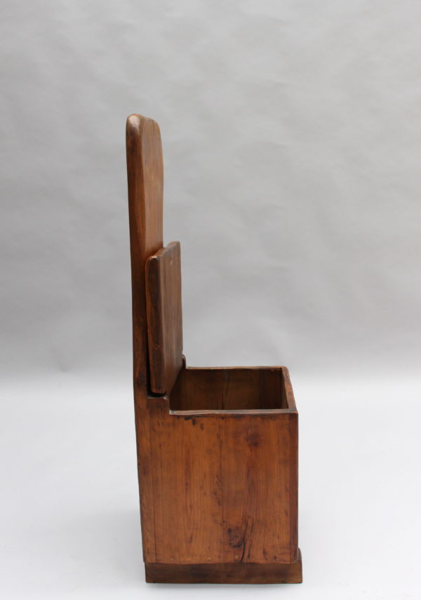 French Midcentury Cherry Chair with Compartment Under Seat - Image 6