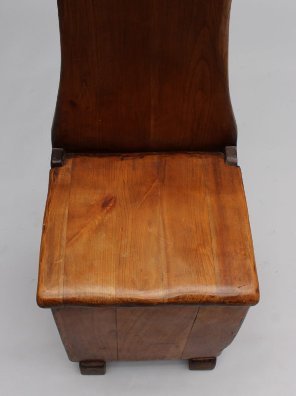 French Midcentury Cherry Chair with Compartment Under Seat - Image 8