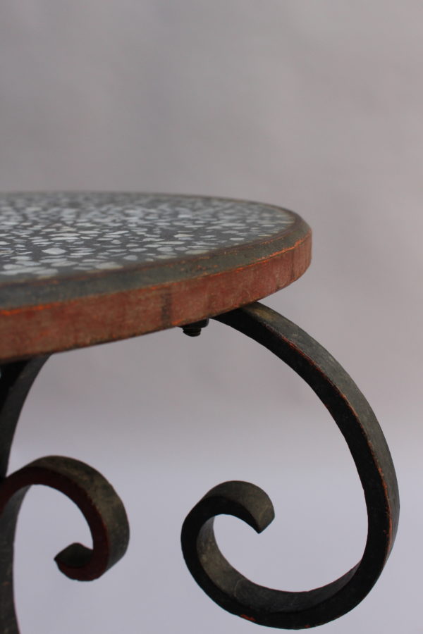 French Art Deco Wrought Iron and Terrazzo Side Table - Image 10