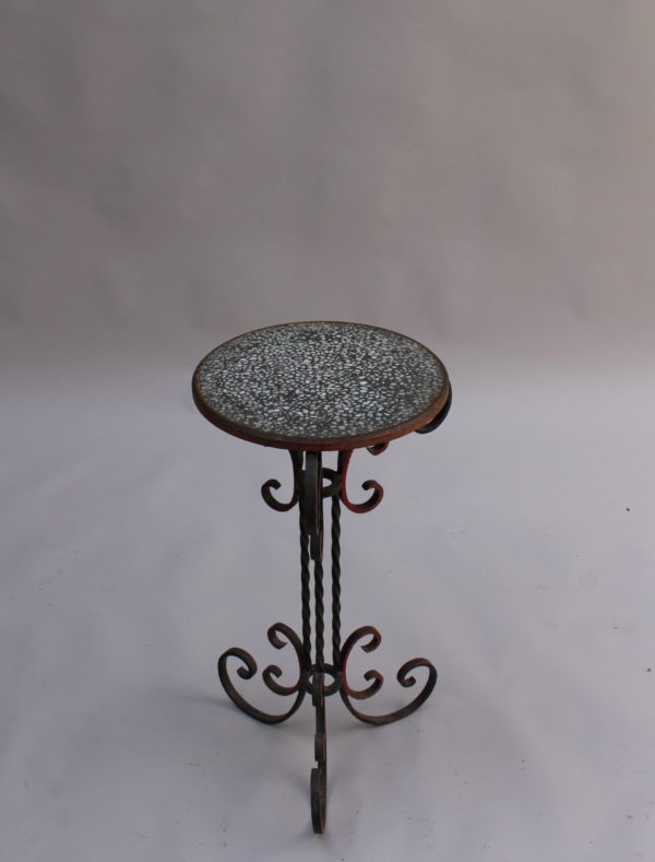 French Art Deco Wrought Iron and Terrazzo Side Table - Image 3