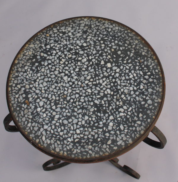 French Art Deco Wrought Iron and Terrazzo Side Table - Image 6