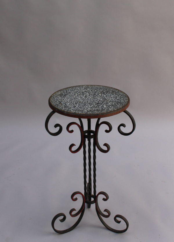 French Art Deco Wrought Iron and Terrazzo Side Table - Image 7