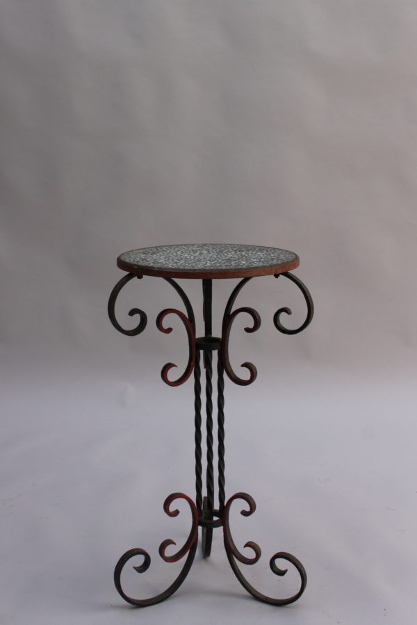 French Art Deco Wrought Iron and Terrazzo Side Table - Image 8