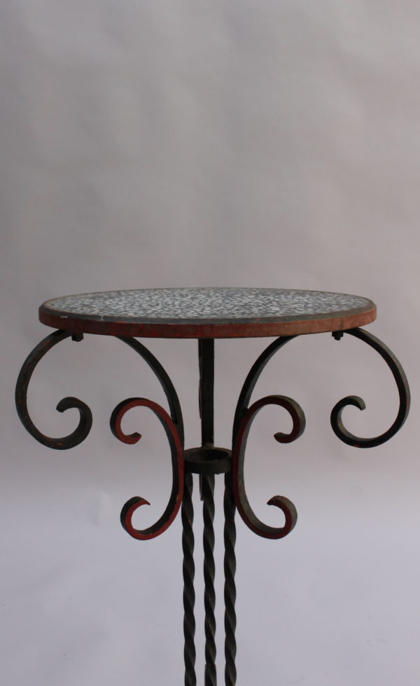 French Art Deco Wrought Iron and Terrazzo Side Table - Image 9