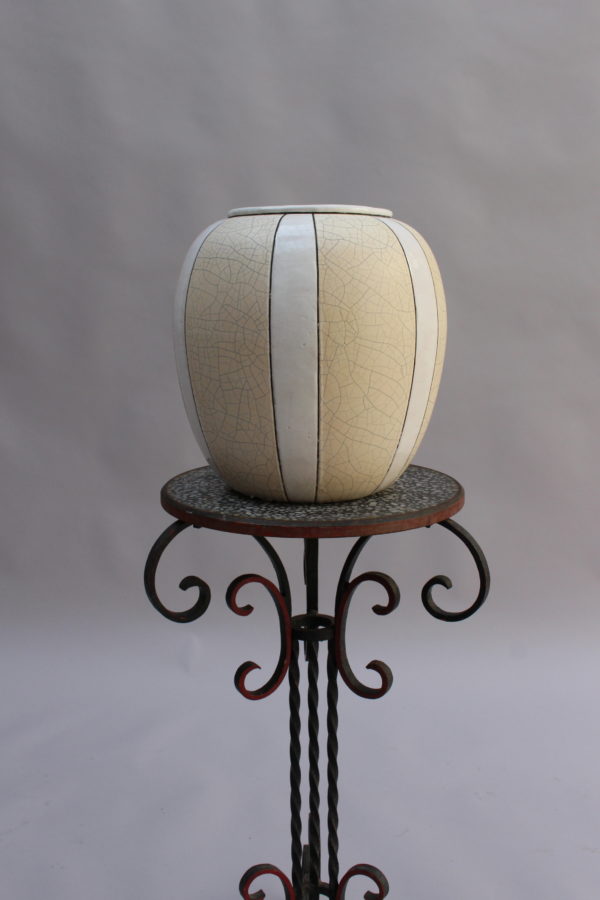 French Art Deco Craquelé Ceramic Vase by Atelier Pomone for Le Bon Marché - Image 2