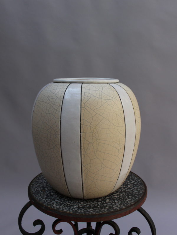 French Art Deco Craquelé Ceramic Vase by Atelier Pomone for Le Bon Marché - Image 3