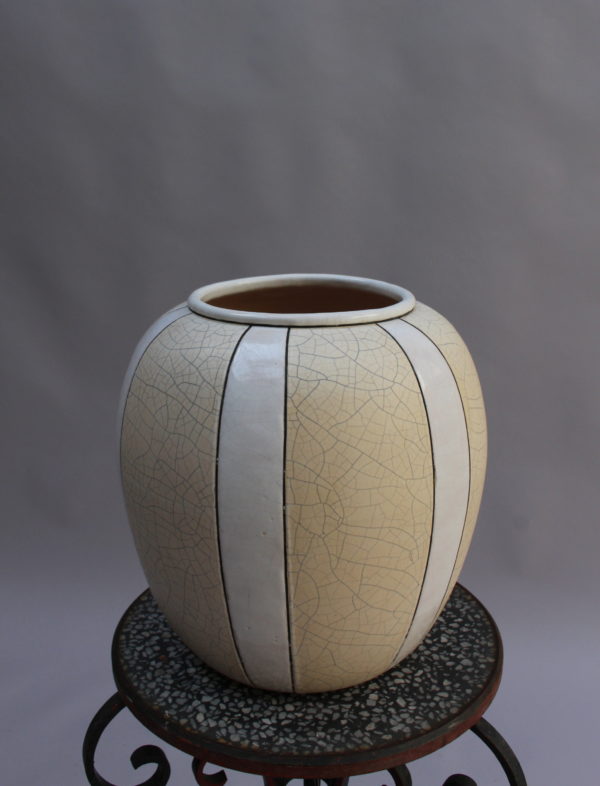 French Art Deco Craquelé Ceramic Vase by Atelier Pomone for Le Bon Marché - Image 4