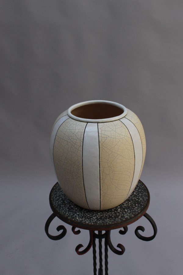 French Art Deco Craquelé Ceramic Vase by Atelier Pomone for Le Bon Marché - Image 5