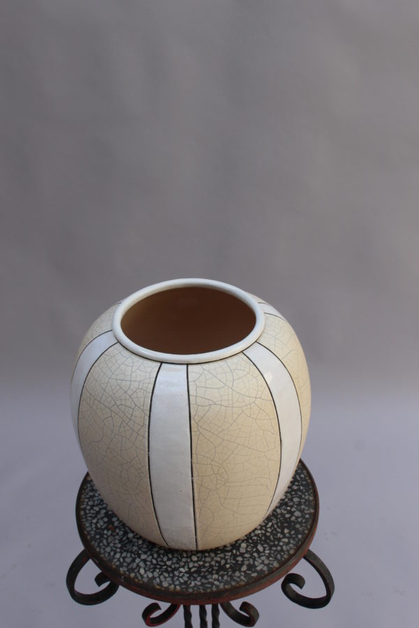 French Art Deco Craquelé Ceramic Vase by Atelier Pomone for Le Bon Marché - Image 6