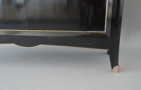 French Art Deco Black Lacquered Two Door Buffet/Commode with Bronze Details - Image 6