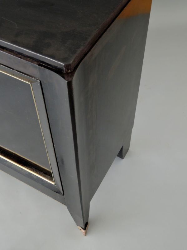 French Art Deco Black Lacquered Two Door Buffet/Commode with Bronze Details - Image 10