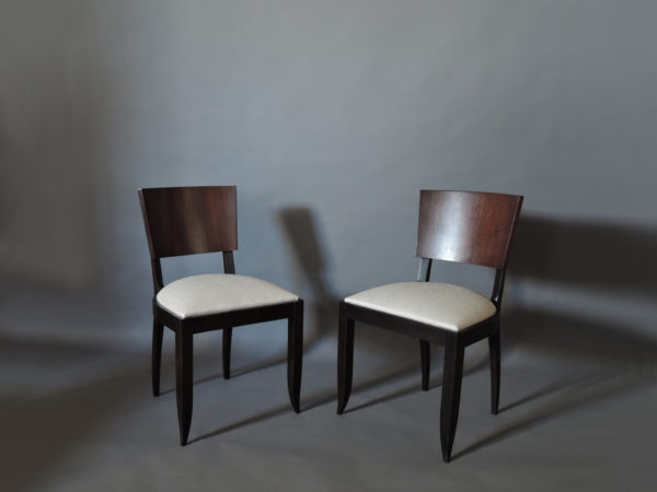 Set of 4 Fine French Art Deco Chairs Palissander and Stained Beech Side Chairs - Image 3