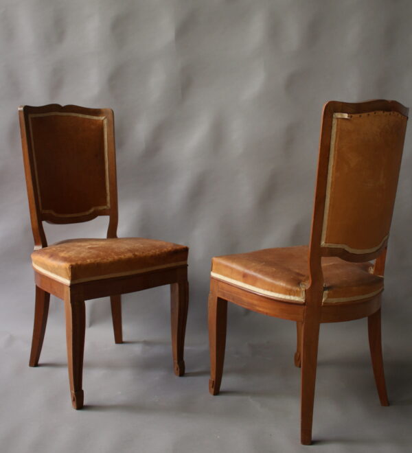 A Set of 12 Fine French Art Deco Mahogany Dining Chairs in the Manner of Arbus - Image 5