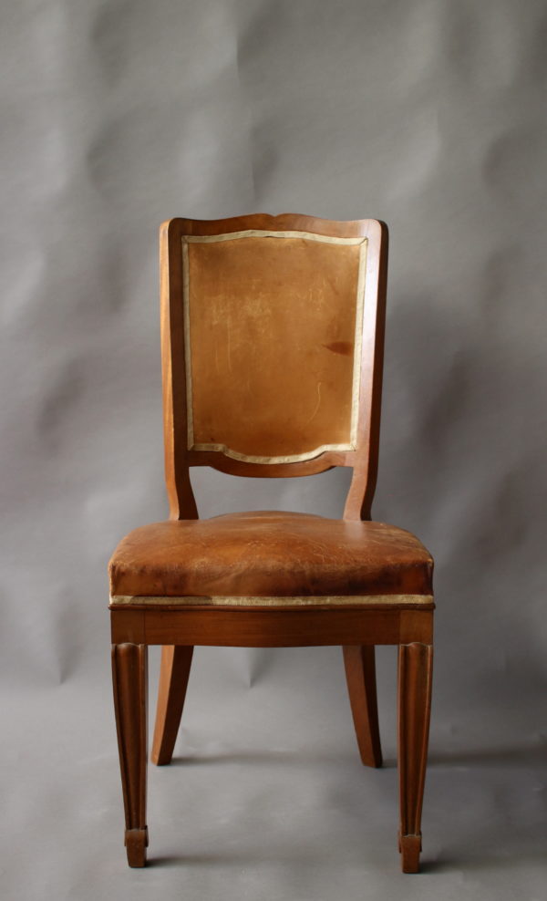 A Set of 12 Fine French Art Deco Mahogany Dining Chairs in the Manner of Arbus - Image 6