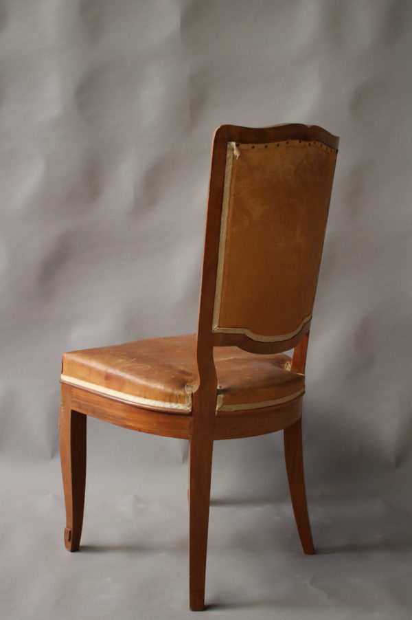 A Set of 12 Fine French Art Deco Mahogany Dining Chairs in the Manner of Arbus - Image 9