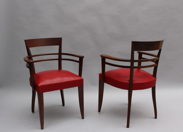 Set of 10 Fine French Art Deco Mahogany dining chairs ( 8 side and 2 arm) - Image 3